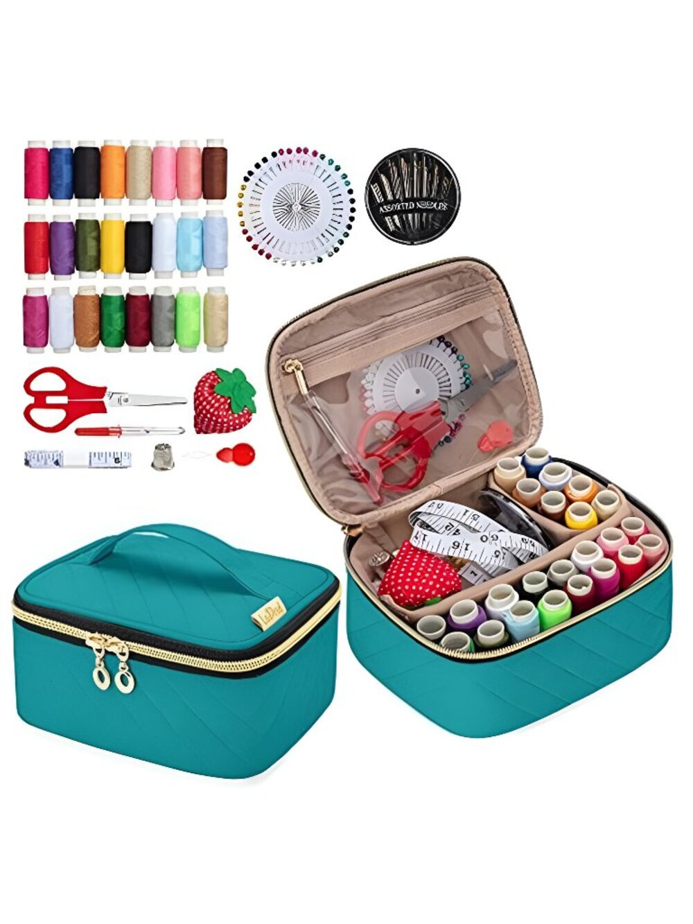 Sewing Kit, Portable Flannel Bag with Complete Sewing Supplies